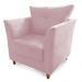 Combo Poltrona Decorativa Isis Mais Puff Opalla Suede Rosa - DS Estofados