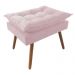 Combo Poltrona Decorativa Isis Mais Puff Opalla Suede Rosa - DS Estofados