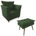 Combo Poltrona Decorativa Isis Mais Puff Opalla Suede Verde - DS Estofados