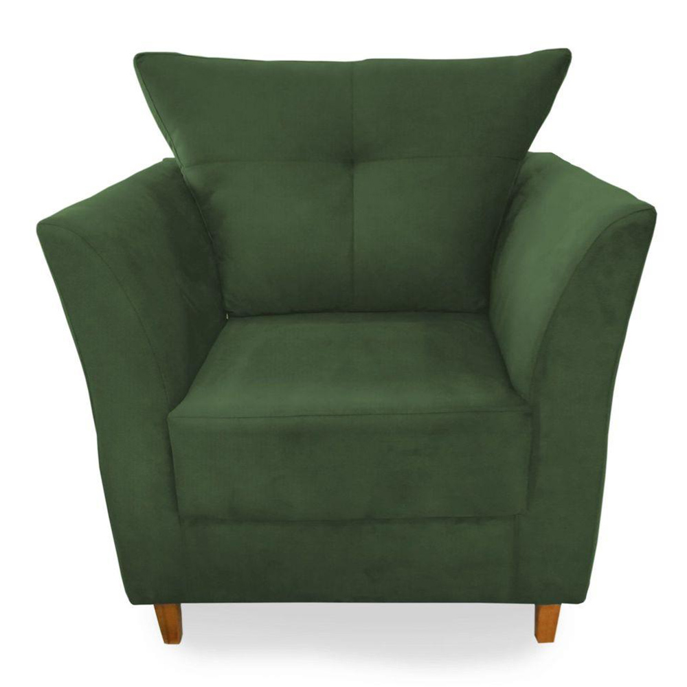 Combo Poltrona Decorativa Isis Mais Puff Opalla Suede Verde - DS Estofados