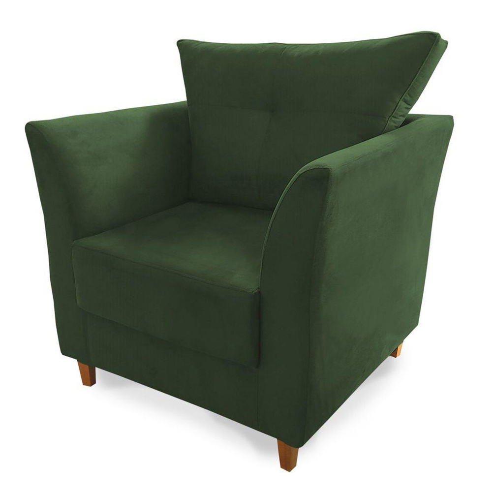 Combo Poltrona Decorativa Isis Mais Puff Opalla Suede Verde - DS Estofados