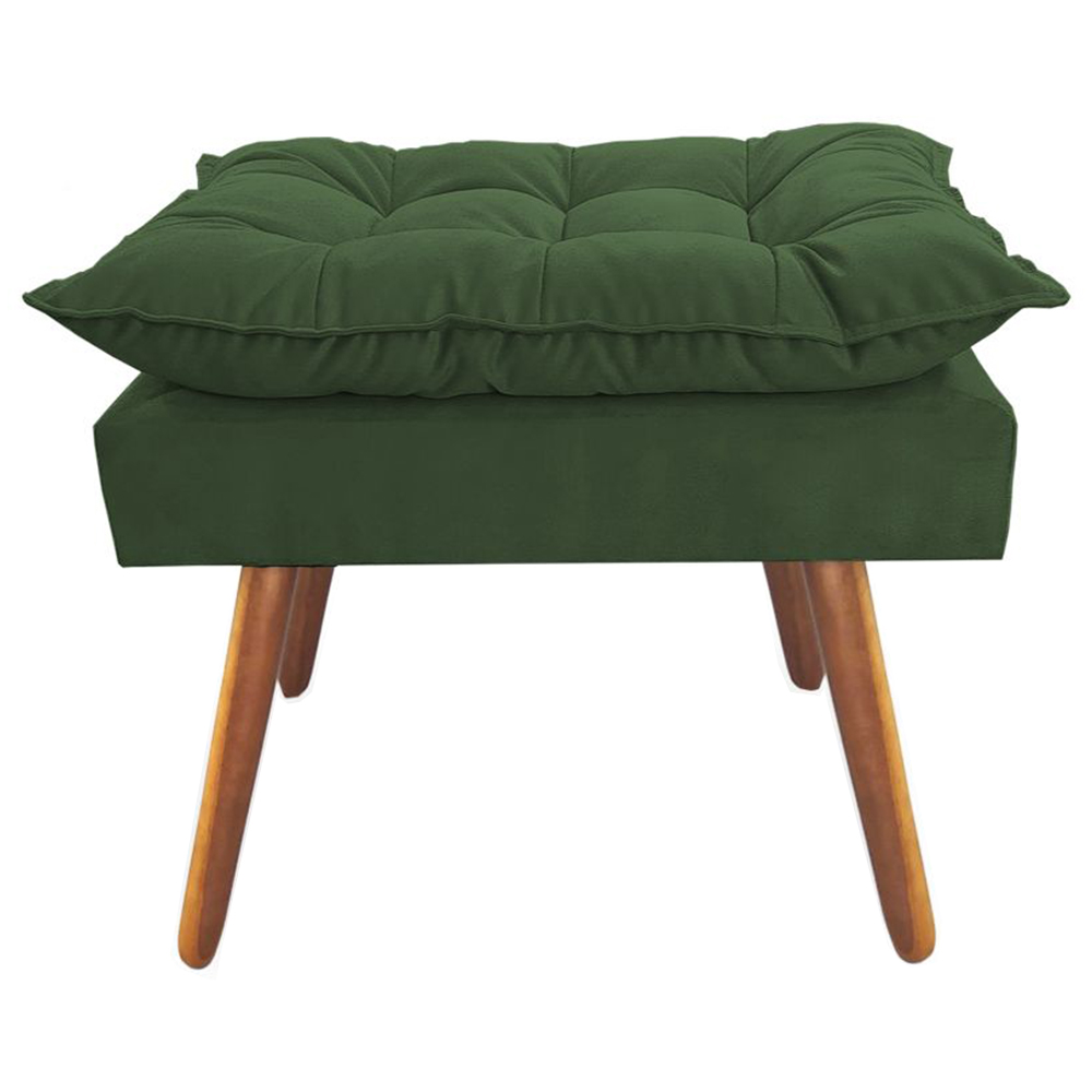 Combo Poltrona Decorativa Isis Mais Puff Opalla Suede Verde - DS Estofados