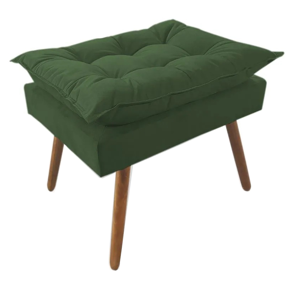 Combo Poltrona Decorativa Isis Mais Puff Opalla Suede Verde - DS Estofados
