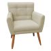Combo Poltrona Decorativa Onix Mais Puff Redondo Napa Bege - DS Estofados