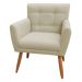 Combo Poltrona Decorativa Onix Mais Puff Redondo Napa Bege - DS Estofados