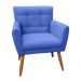 Combo Poltrona Decorativa Onix Mais Puff Redondo Suede Azul Marinho - DS Estofados