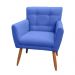 Combo Poltrona Decorativa Onix Mais Puff Redondo Suede Azul Marinho - DS Estofados