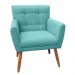 Combo Poltrona Decorativa Onix Mais Puff Redondo Suede Azul Turquesa - DS Estofados