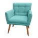 Combo Poltrona Decorativa Onix Mais Puff Redondo Suede Azul Turquesa - DS Estofados