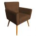 Combo Poltrona Decorativa Onix Mais Puff Redondo Suede Marrom - DS Estofados