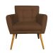 Combo Poltrona Decorativa Onix Mais Puff Redondo Suede Marrom - DS Estofados