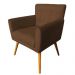Combo Poltrona Decorativa Onix Mais Puff Redondo Suede Marrom - DS Estofados