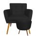 Combo Poltrona Decorativa Onix Mais Puff Redondo Suede Preto - DS Estofados