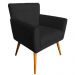 Combo Poltrona Decorativa Onix Mais Puff Redondo Suede Preto - DS Estofados