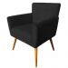 Combo Poltrona Decorativa Onix Mais Puff Redondo Suede Preto - DS Estofados