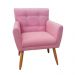 Combo Poltrona Decorativa Onix Mais Puff Redondo Suede Rosa - DS Estofados