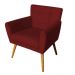 Combo Poltrona Decorativa Onix Mais Puff Redondo Suede Vermelho - DS Estofados