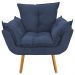 Combo Poltrona Decorativa Opalla Mais Puff Pés Palito Suede Azul Marinho - DS Estofados
