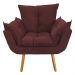 Combo Poltrona Decorativa Opalla Mais Puff Pés Palito Suede Bordô - DS Estofados