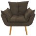 Combo Poltrona Decorativa Opalla Mais Puff Pés Palito Suede Marrom - DS Estofados