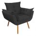 Combo Poltrona Decorativa Opalla Mais Puff Pés Palito Suede Preto - DS Estofados