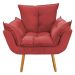 Combo Poltrona Decorativa Opalla Mais Puff Pés Palito Suede Vermelho - DS Estofados