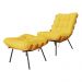 Combo Poltrona Decorativa mais Puff Costela Suede Amarelo