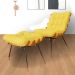 Combo Poltrona Decorativa mais Puff Costela Suede Amarelo
