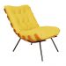 Combo Poltrona Decorativa mais Puff Costela Suede Amarelo