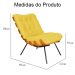 Combo Poltrona Decorativa mais Puff Costela Suede Amarelo