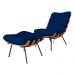 Combo Poltrona Decorativa mais Puff Costela Suede Azul Marinho - DS Estofados