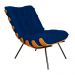 Combo Poltrona Decorativa mais Puff Costela Suede Azul Marinho - DS Estofados