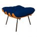 Combo Poltrona Decorativa mais Puff Costela Suede Azul Marinho - DS Estofados