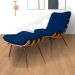Combo Poltrona Decorativa mais Puff Costela Suede Azul Marinho - DS Estofados