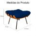 Combo Poltrona Decorativa mais Puff Costela Suede Azul Marinho - DS Estofados