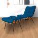 Combo Poltrona Decorativa mais Puff Costela Suede Azul Royal