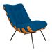 Combo Poltrona Decorativa mais Puff Costela Suede Azul Royal