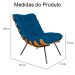Combo Poltrona Decorativa mais Puff Costela Suede Azul Royal
