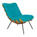 Combo Poltrona Decorativa mais Puff Costela Suede Azul Turquesa - DS Estofados