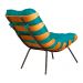 Combo Poltrona Decorativa mais Puff Costela Suede Azul Turquesa - DS Estofados