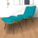 Combo Poltrona Decorativa mais Puff Costela Suede Azul Turquesa - DS Estofados
