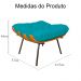 Combo Poltrona Decorativa mais Puff Costela Suede Azul Turquesa - DS Estofados