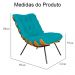 Combo Poltrona Decorativa mais Puff Costela Suede Azul Turquesa - DS Estofados