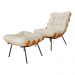 Combo Poltrona Decorativa mais Puff Costela Suede Bege - DS Estofados