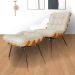 Combo Poltrona Decorativa mais Puff Costela Suede Bege - DS Estofados