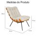 Combo Poltrona Decorativa mais Puff Costela Suede Bege - DS Estofados