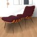 Combo Poltrona Decorativa mais Puff Costela Suede Bordô