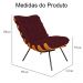 Combo Poltrona Decorativa mais Puff Costela Suede Bordô