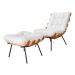 Combo Poltrona Decorativa mais Puff Costela Suede Branco - DS Estofados