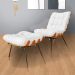 Combo Poltrona Decorativa mais Puff Costela Suede Branco - DS Estofados